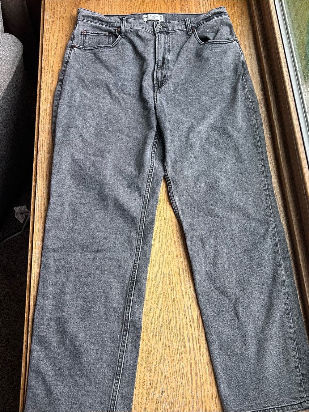 Abercrombie & Fitch Ankle Straight Women's Gray Ultra Rise Jeans Sz 14Long plus